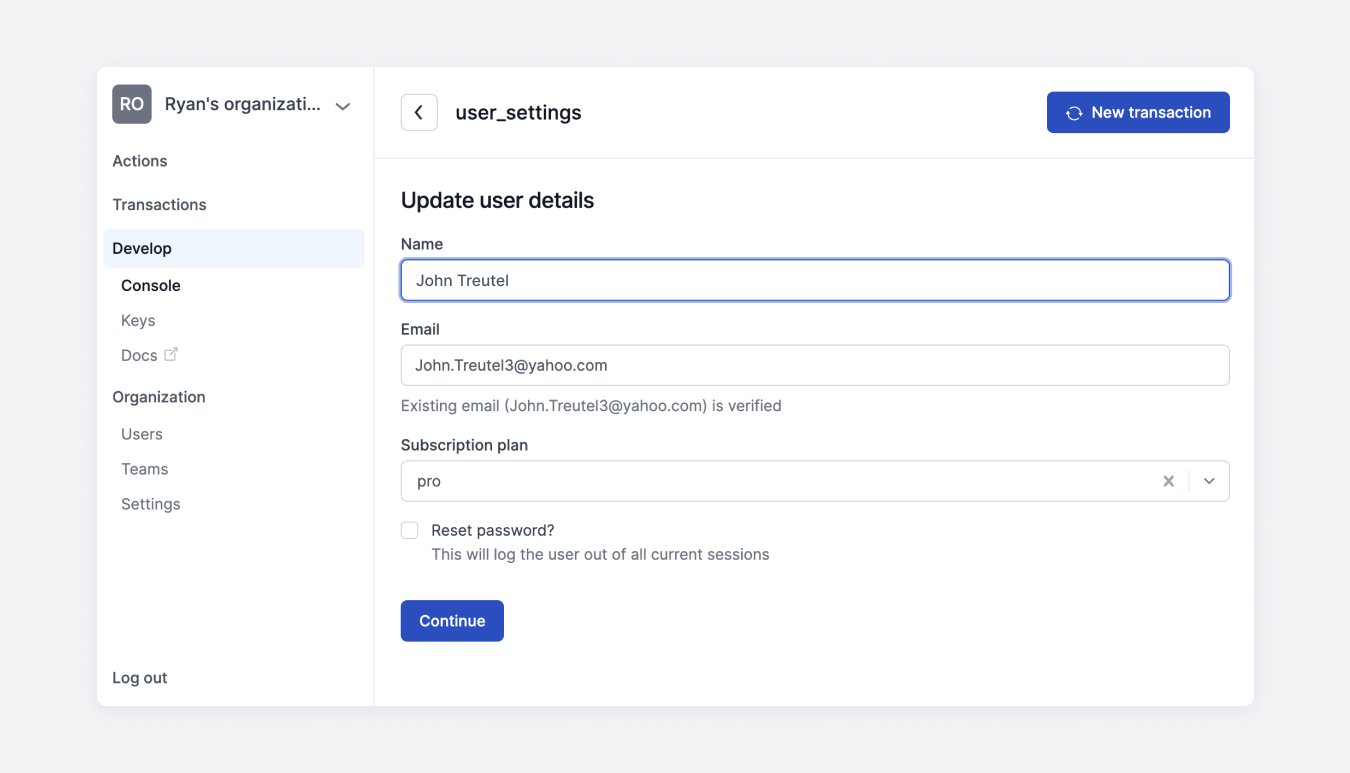 A screenshot of a user settings form from one of our examples.